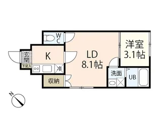 リバーノース庚午【1階】の間取り