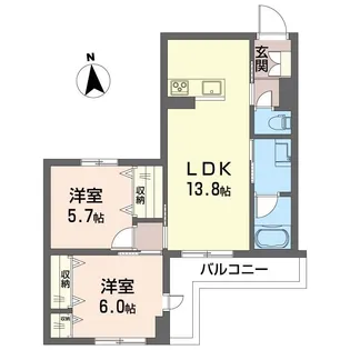 ルナリアウエスト上高田【2階】の間取り
