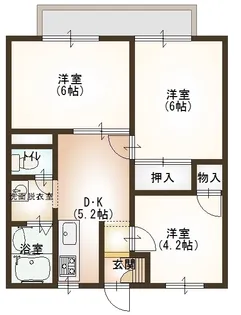コーポ高松B棟【2階】の間取り