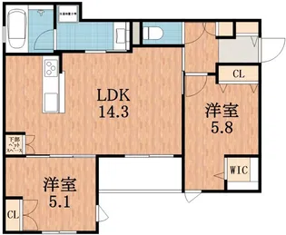 ザ パークレジデンス 東住吉【3階】の間取り