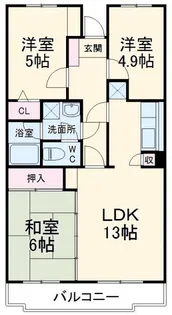ヴェルジュ三家向【3階】の間取り