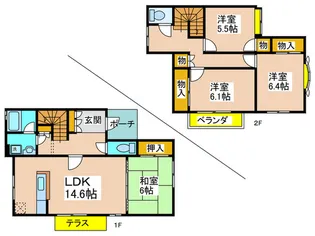 大阪府羽曳野市桃山台2【一戸建】の間取り