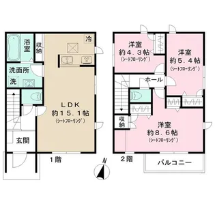 埼玉県越谷市東大沢4【一戸建】の間取り
