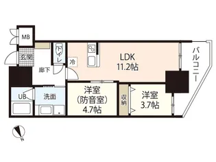 Merry Gate東白島【9階】の間取り