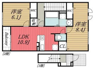千葉県千葉市稲毛区長沼町【アパート】の間取り