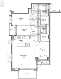 レジディア御殿山【3階】の間取り