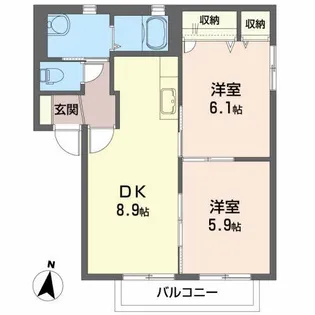 インターヴィレッジB【1階】の間取り