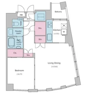 東京都港区赤坂9【マンション】の間取り