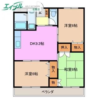 プロミネント伊勢中川【1階】の間取り