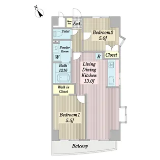 エクセル一之江【5階】の間取り