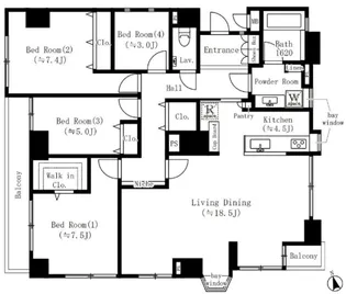 フォレスタ御苑前【4階】の間取り