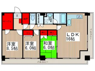 オ-シャンビュ-壱番館【8階】の間取り