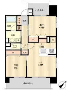 グラディート町田【9階】の間取り