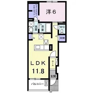 グリッタープレイス 花梨【1階】の間取り
