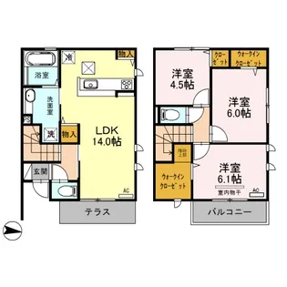オーシャンハイツ六本松【2階】の間取り
