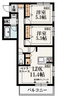 仮称 粕谷1丁目メゾン西棟【3階】の間取り