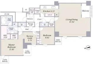 パークマンション千鳥ヶ淵【5階】の間取り