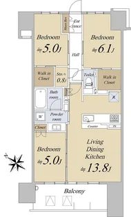 シティハウス中目黒レジデンス【10階】の間取り