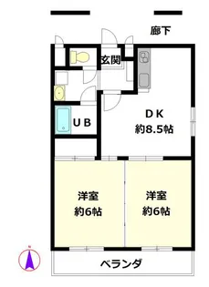 リエスあしたか【2階】の間取り