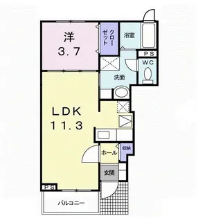 アンソレイエII【1階】の間取り