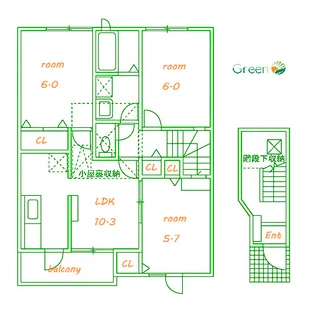 グレイスタウンB【2階】の間取り