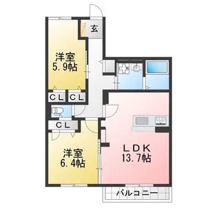 【新築】Pianura (ピアヌーラ)【2階】の間取り