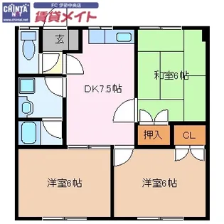 ウィンドコート明野【1階】の間取り