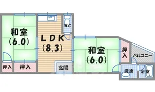 甲子園四番町ハイツ【1階】の間取り