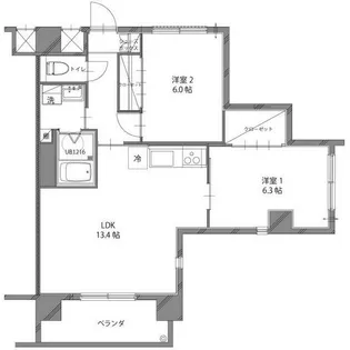 ルミエールレジデンス天神町【2階】の間取り