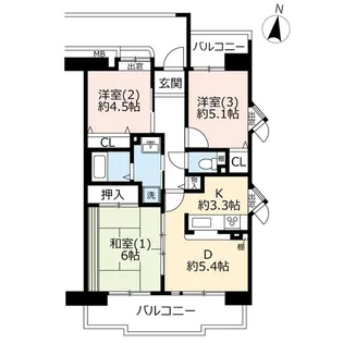 URコンフォール南浦和【6階】の間取り