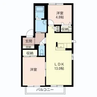 グリーンベルデB【1階】の間取り