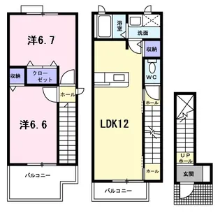 ソレアードパルケB【2階】の間取り