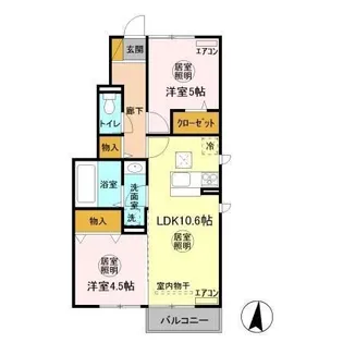 シャイニースカイコート【1階】の間取り