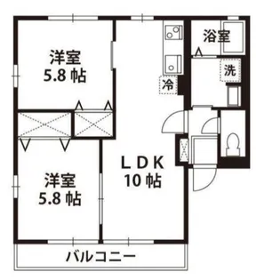 2LDKの間取り画像