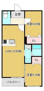 メゾンクレール野口【2階】の間取り