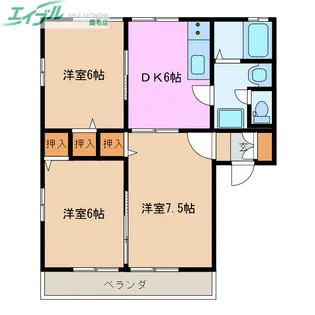 レトア新西方 Aー5【2階】の間取り