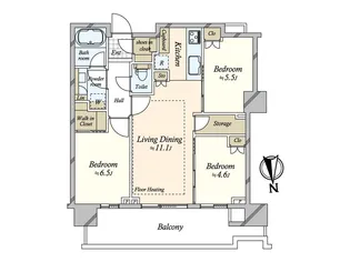 HARUMI FLAG PARK VILLAGE T棟【45階】の間取り