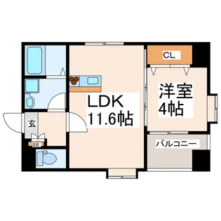 1LDKの間取り画像