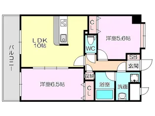 東明マンション壱番館【6階】の間取り