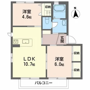 2LDKの間取り画像