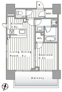 クラッシィスイート赤坂【7階】の間取り