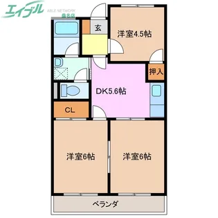 グレイスタウンMIWA A棟【2階】の間取り