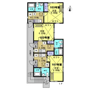 メゾン ド ルル【1階】の間取り