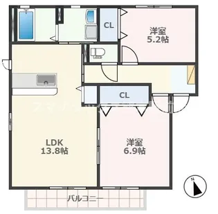 熊本県熊本市中央区島崎1【アパート】の間取り