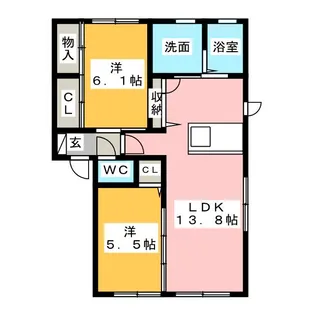 ウィスピアA【1階】の間取り