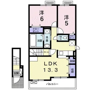 プリムローズ ガーデンヴィラA【2階】の間取り