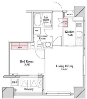 パークキューブ八丁堀【14階】の間取り