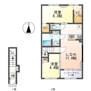 ラ・クラリエール(La Clairiere)【2階】の間取り