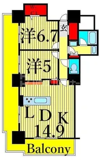 ロイヤルパークスタワー南千住【13階】の間取り