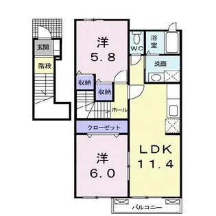 クラ-ルD【2階】の間取り